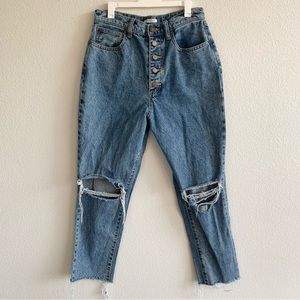 WeWoreWhat Revolve The Danielle High Waisted Jeans Button Fly Distressed
